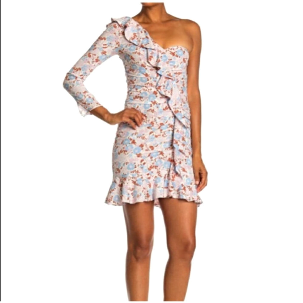 Veronica Beard Floral One Shoulder Dress